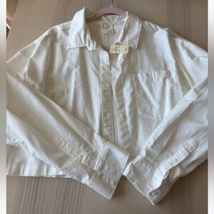 NWT Aerie OFFLINE White Cropped Button Down Shirt Size Medium (M)